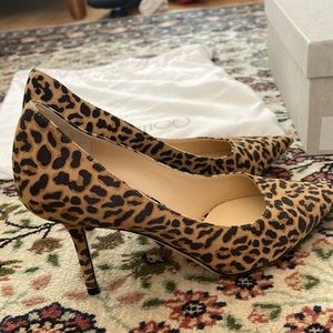 Jimmy Choo Love 85 mm; natural mix/leopard print suede pumps: Size 36.5